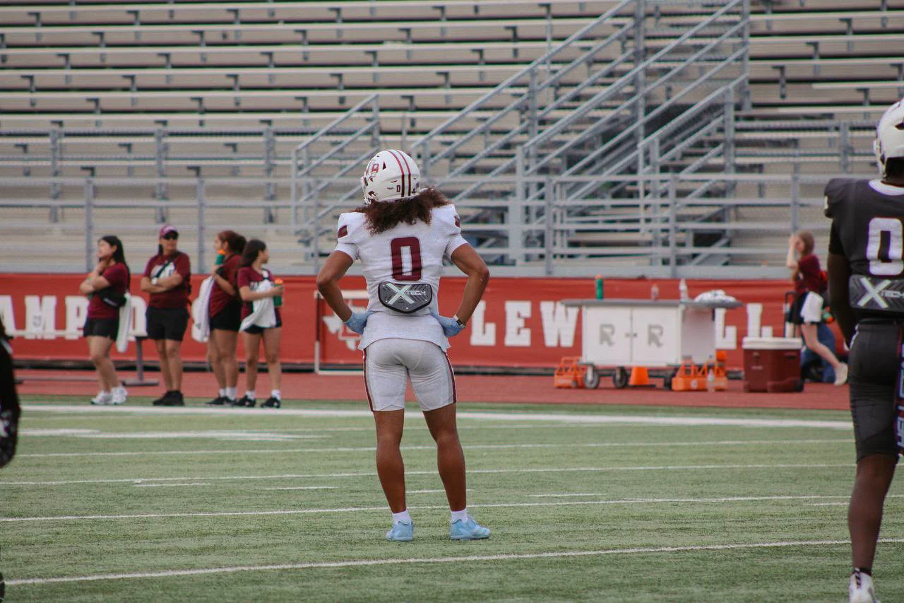 Football player deep on the field