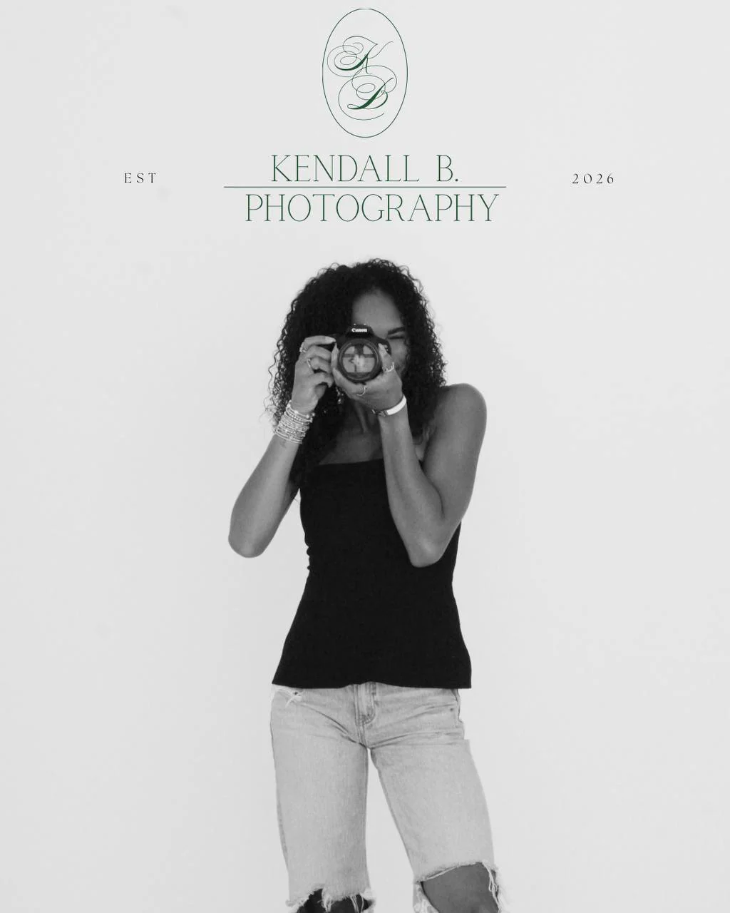 Kendall photographing under the Kendall B. Photography logo